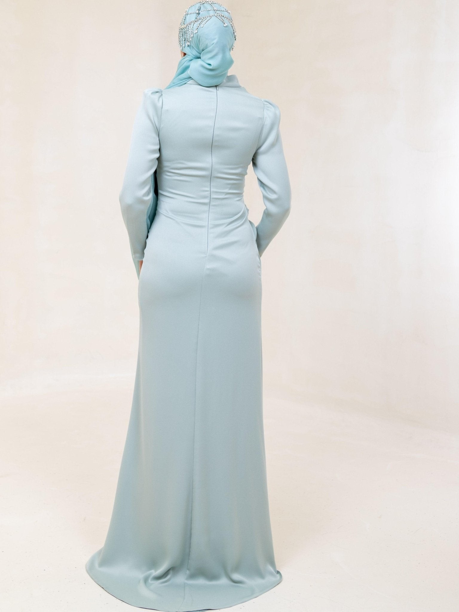 Robe de soirée hijab en pierre perlée