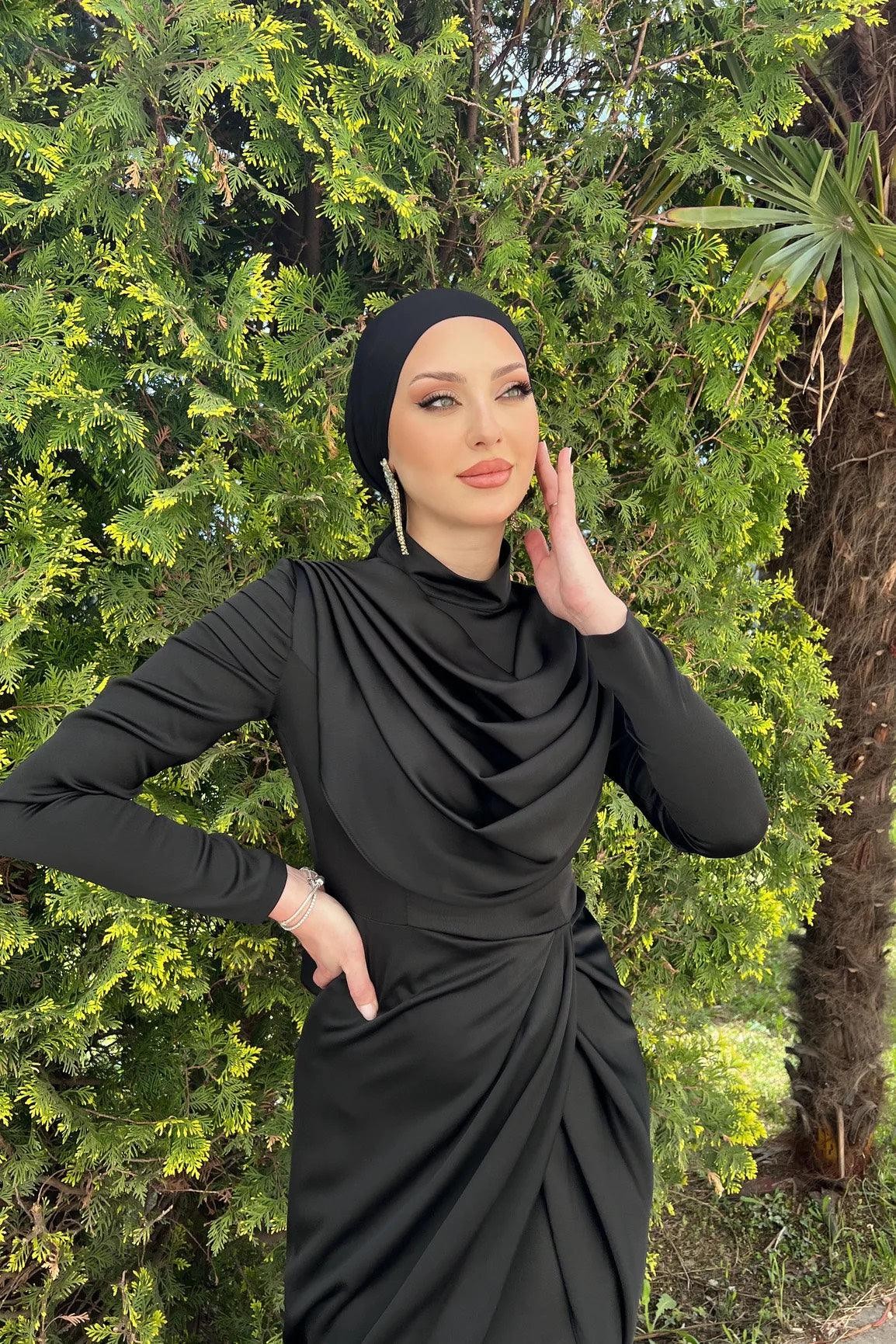 Sanem Hijab Evening Dress - Black