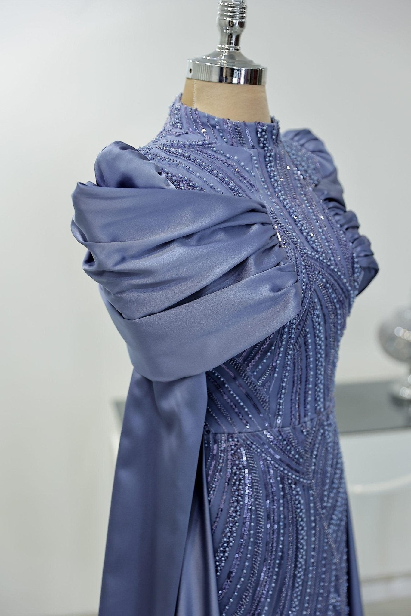 Lidya Hijab Evening Dress - Indigo