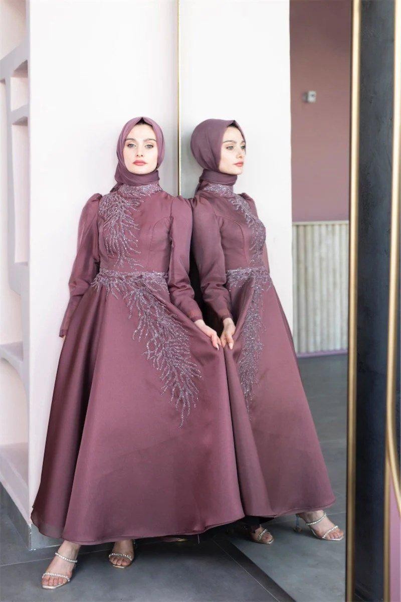 Mimosa Hijab Evening Dress - Dusty Rose