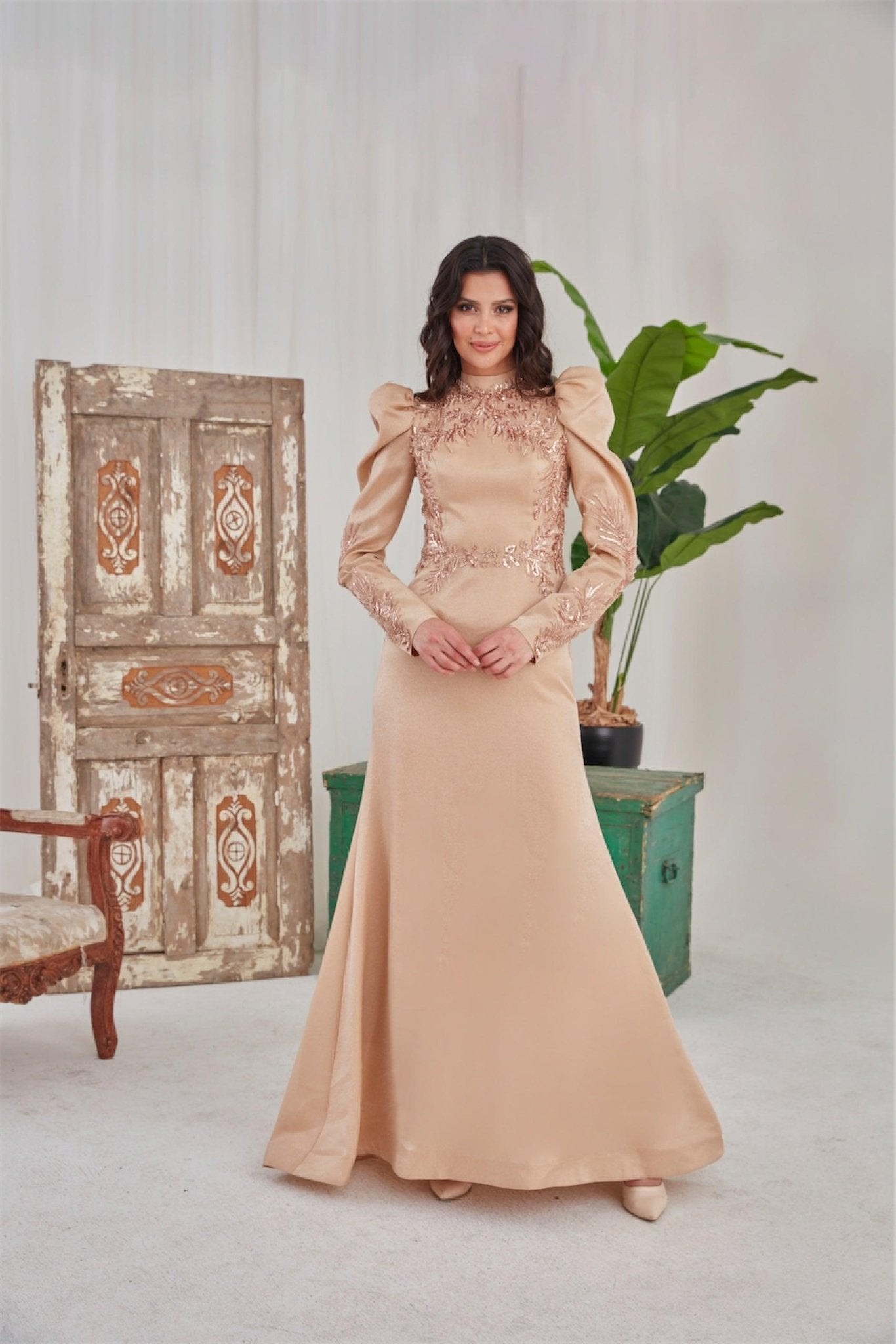 Ceylin Tesettür Abiye - Gold