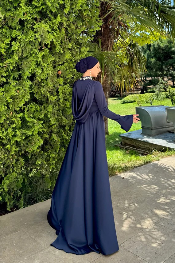 Hera Tesettür Abiye - Navy Blue