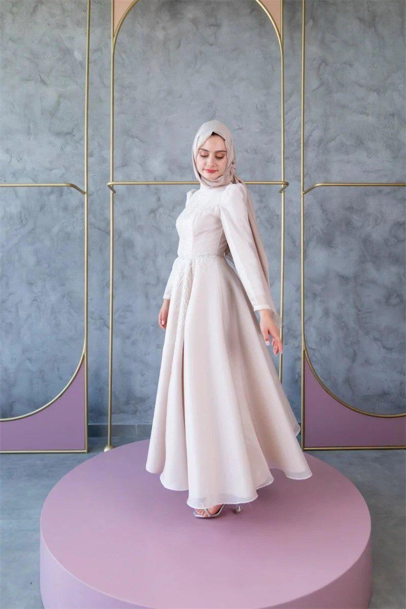 Mimoza Hijab Evening Dress - Cream