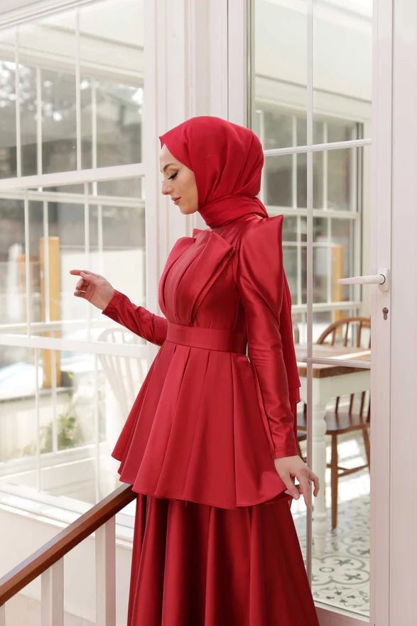 Anka Hijab Evening Dress - Red