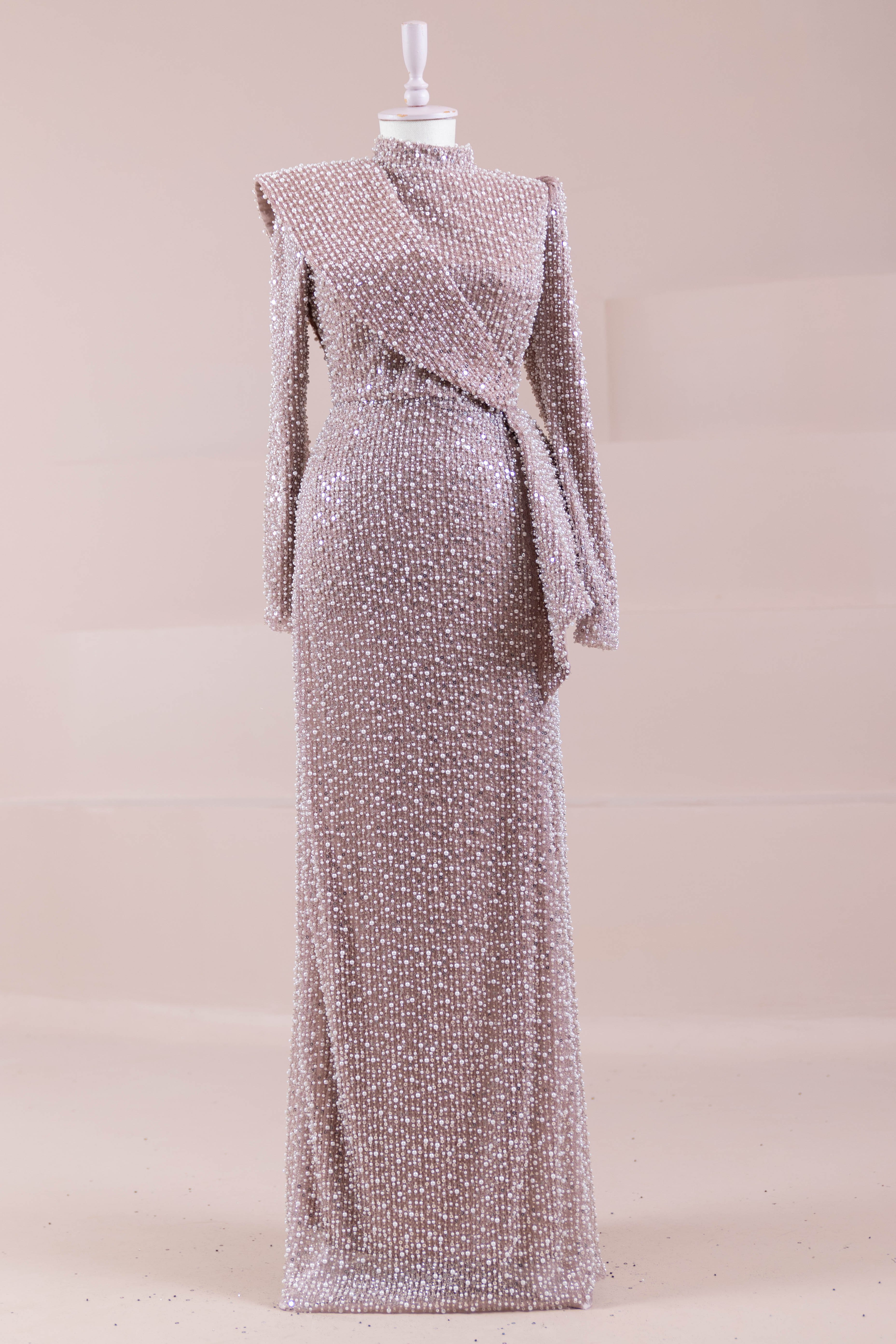 Ziva Tesettür Abiye - Powder Pink