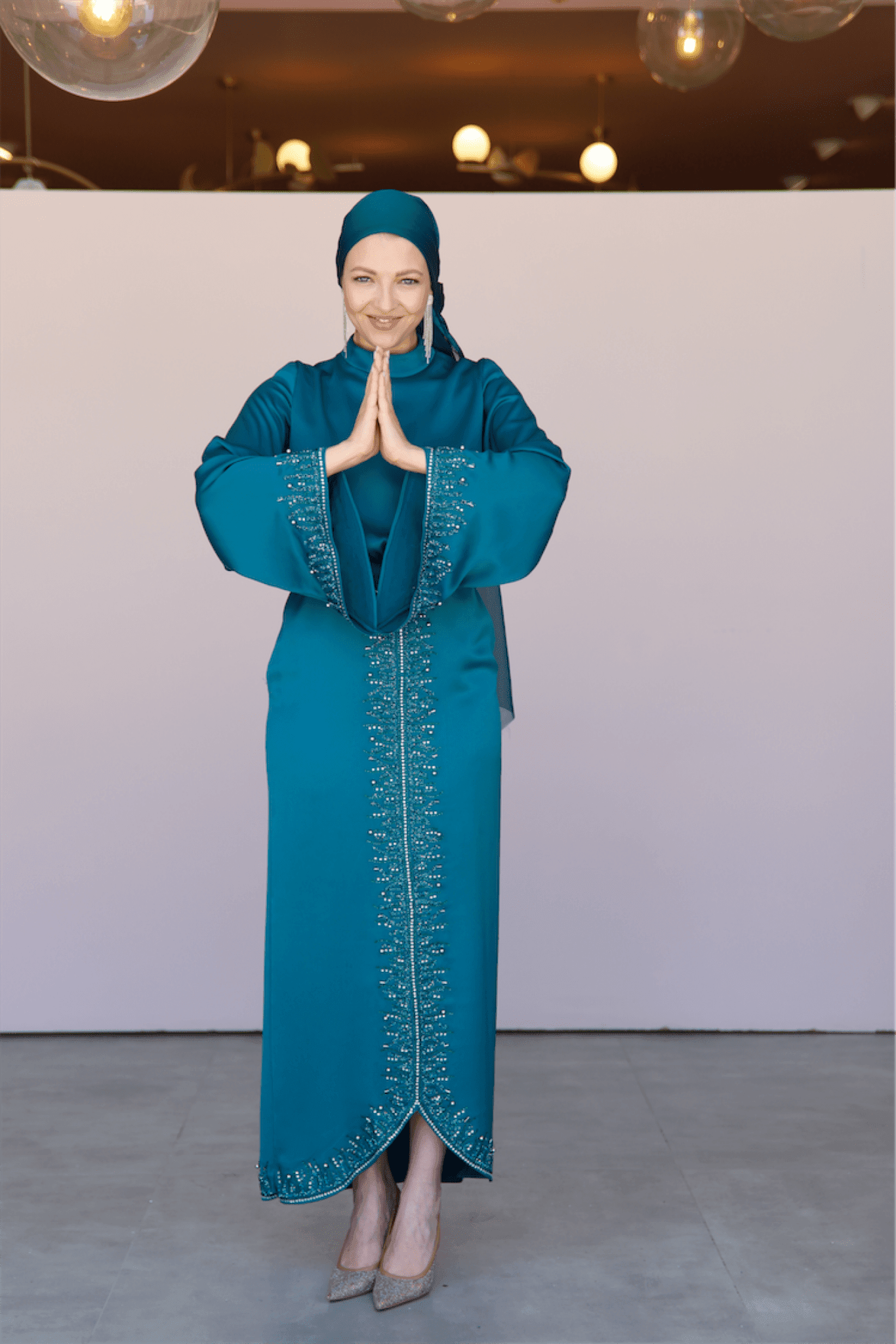 Thai Hijab Evening Dress - Petrol