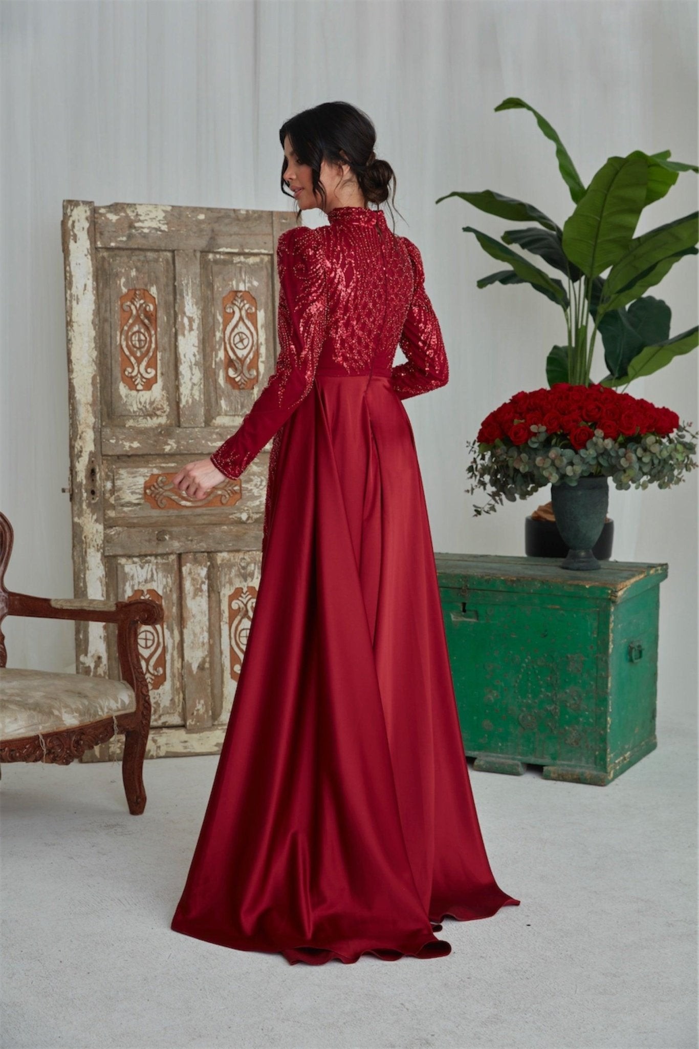 Darla Hijab Evening Dress - Emerald