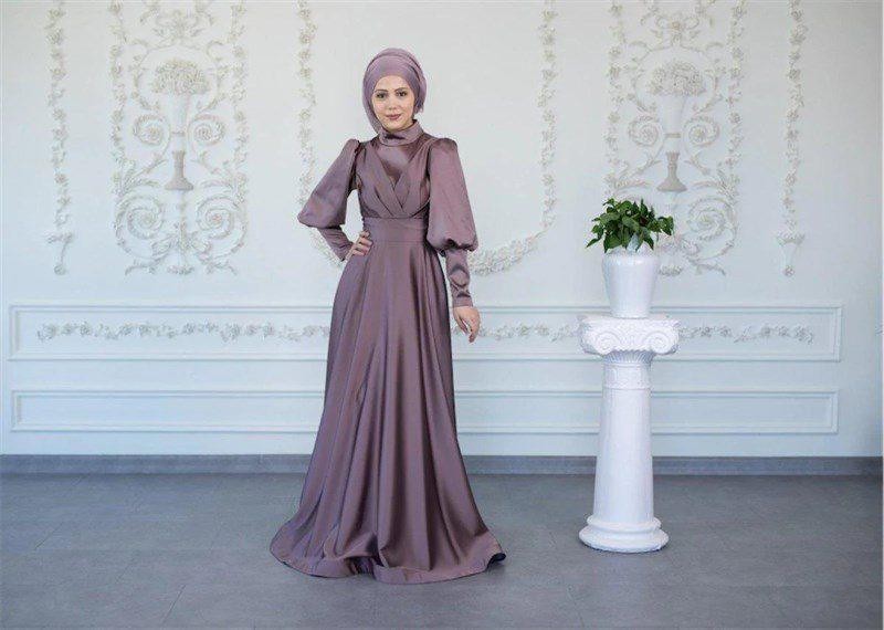 Anemon Hijab Evening Dress - Mink