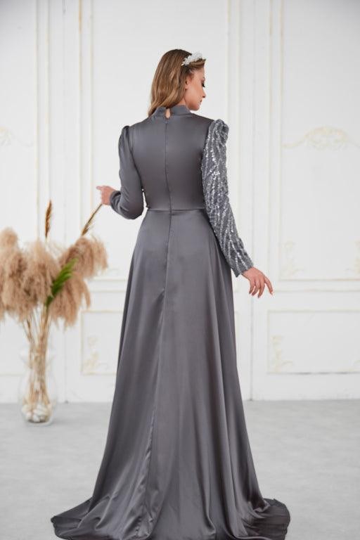 Helen Hijab Evening Dress - Anthracite