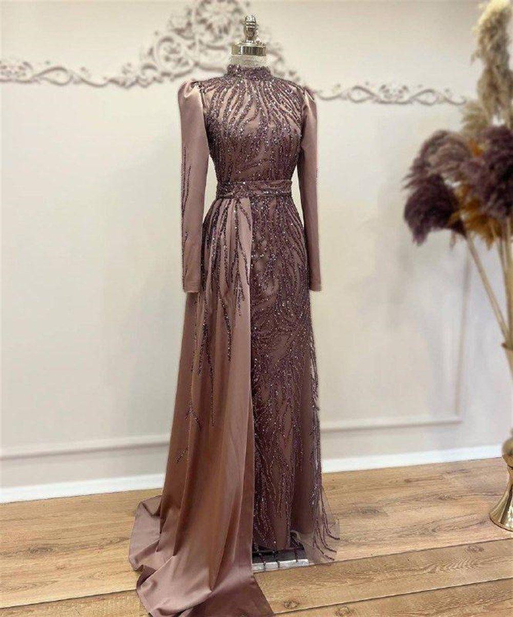 Zühre Hijab Evening Dress - Copper