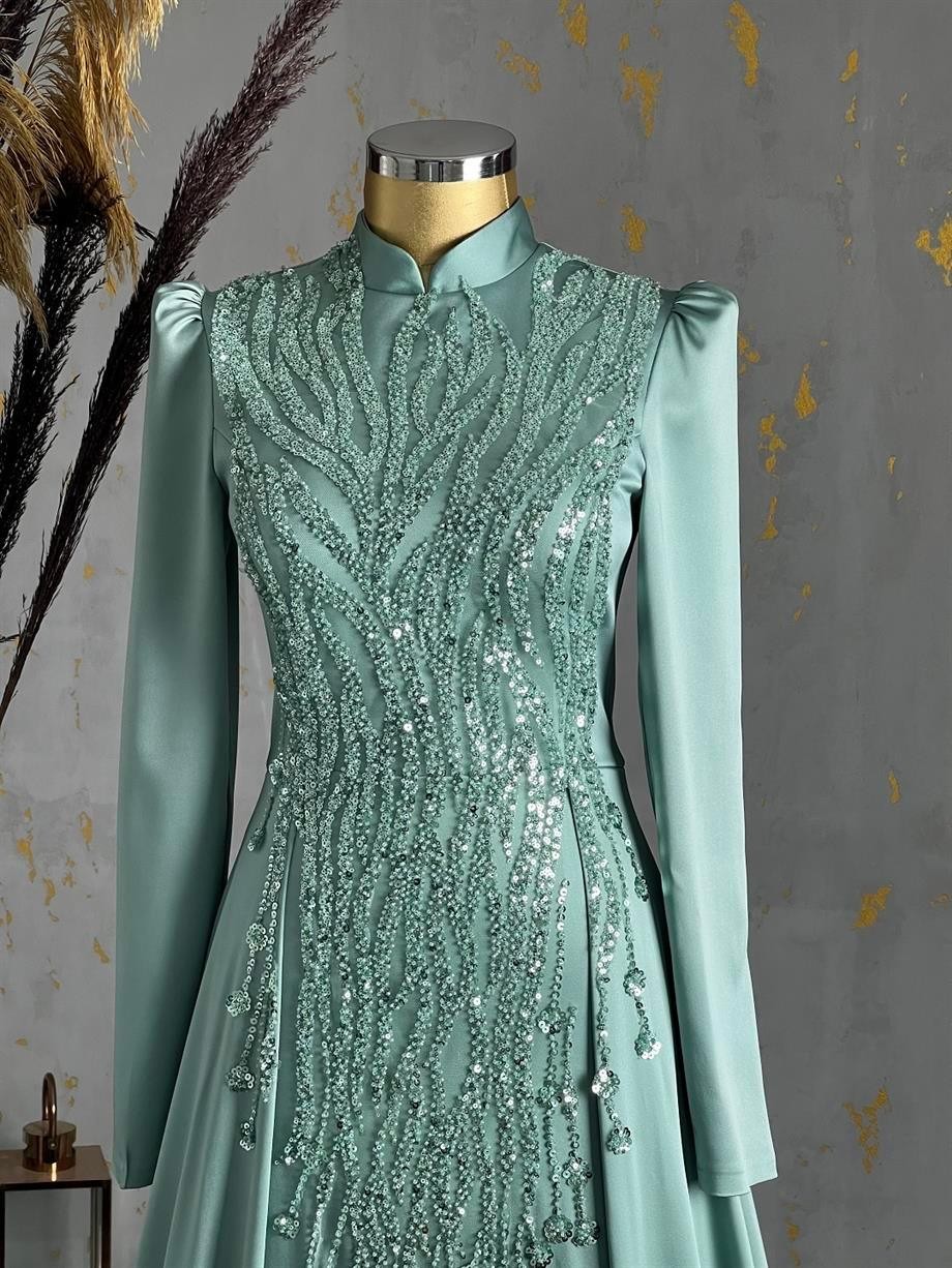Damla Hijab Abendkleid Mint
