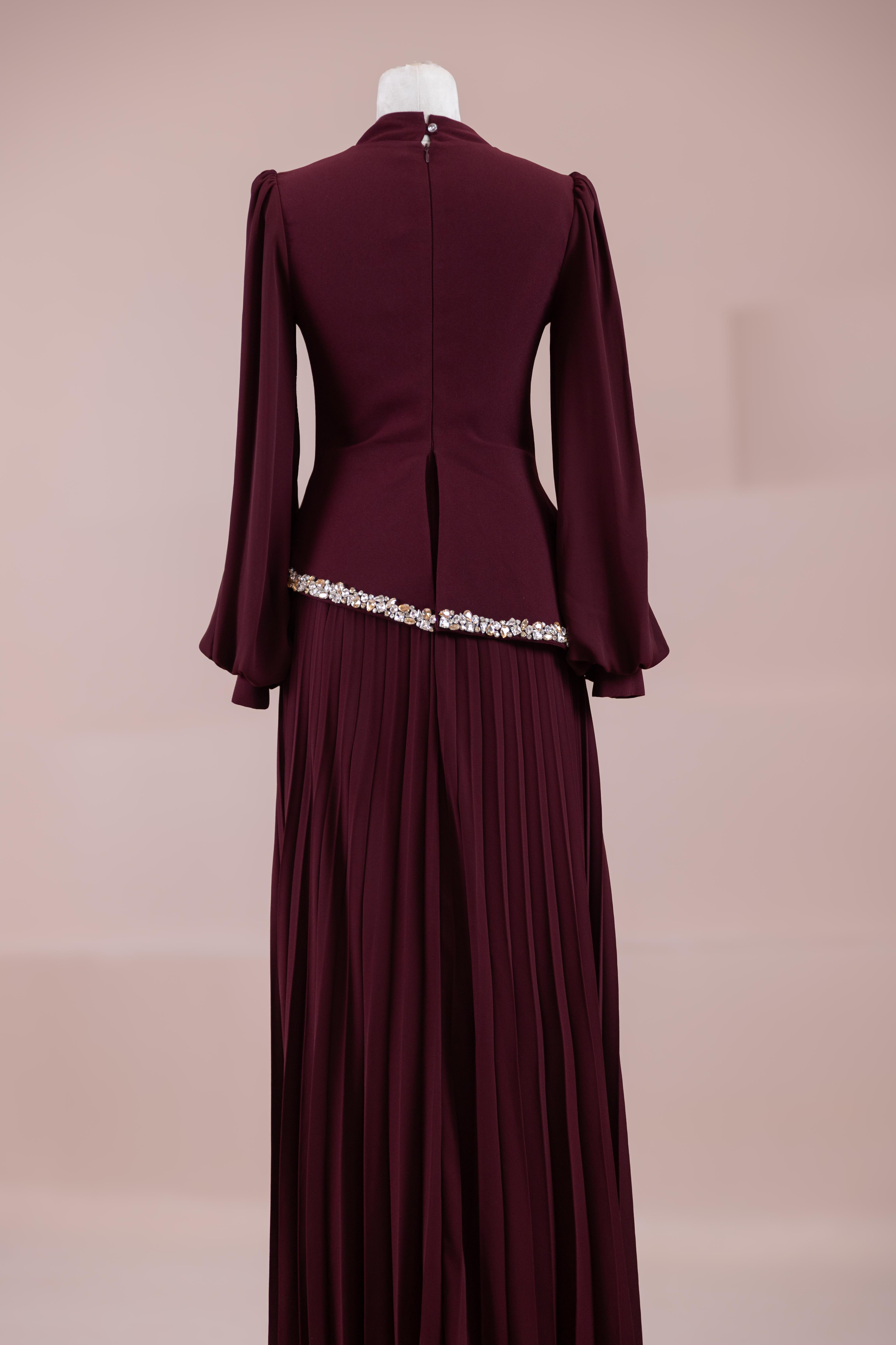 Zela Tesettür Abiye - Burgundy