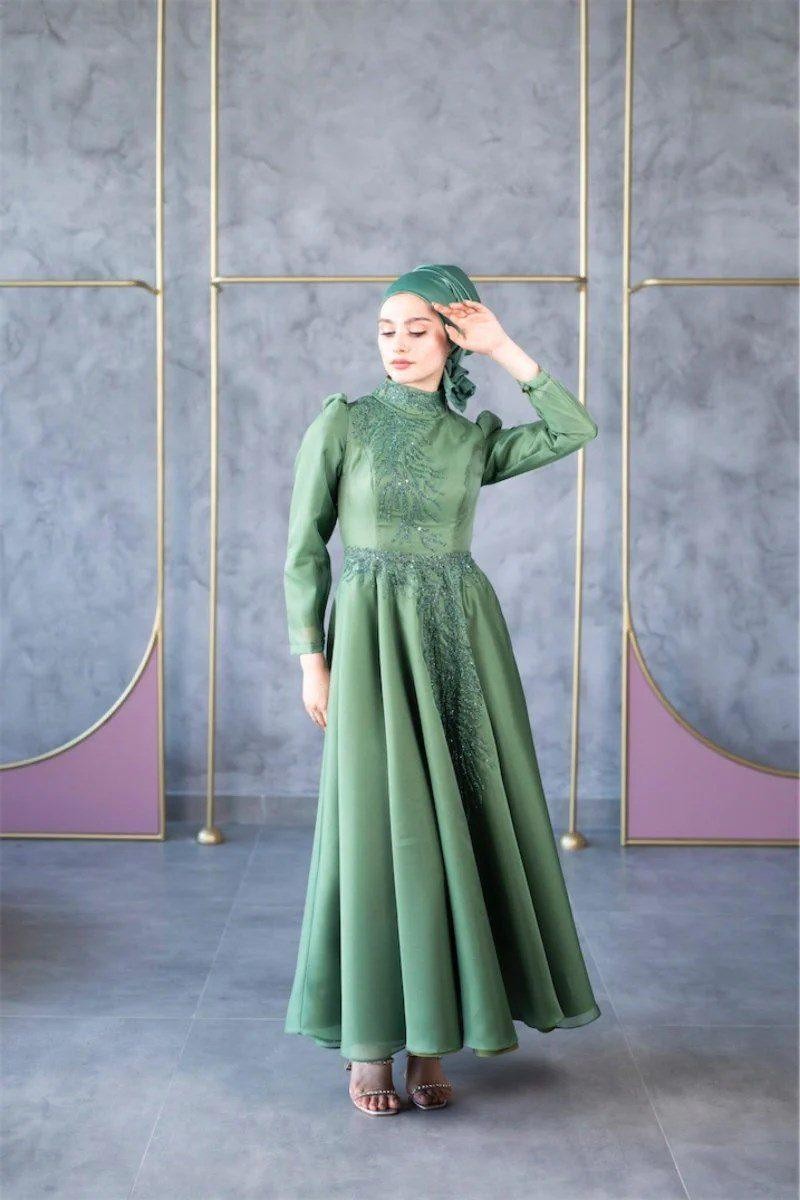 Mimoza Hijab Evening Dress - Green