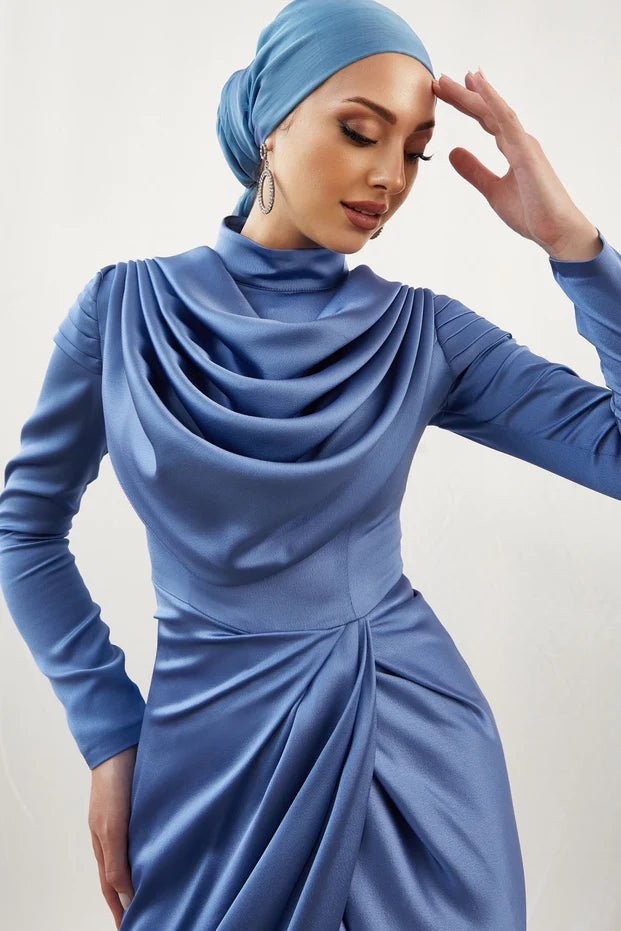 Sanem Indigo Hijab Evening Dress