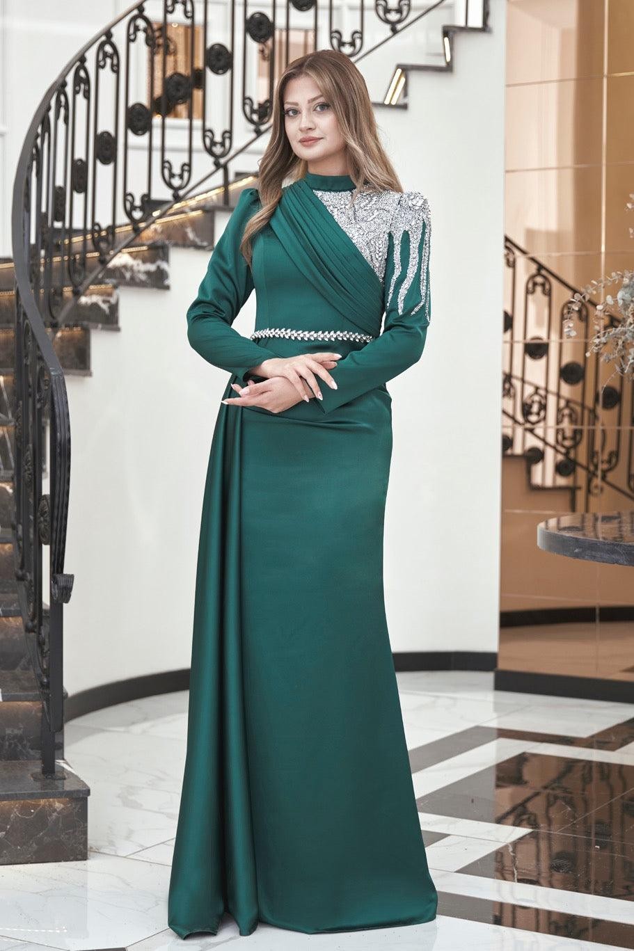 Talu Hijab Evening Dress - Emerald