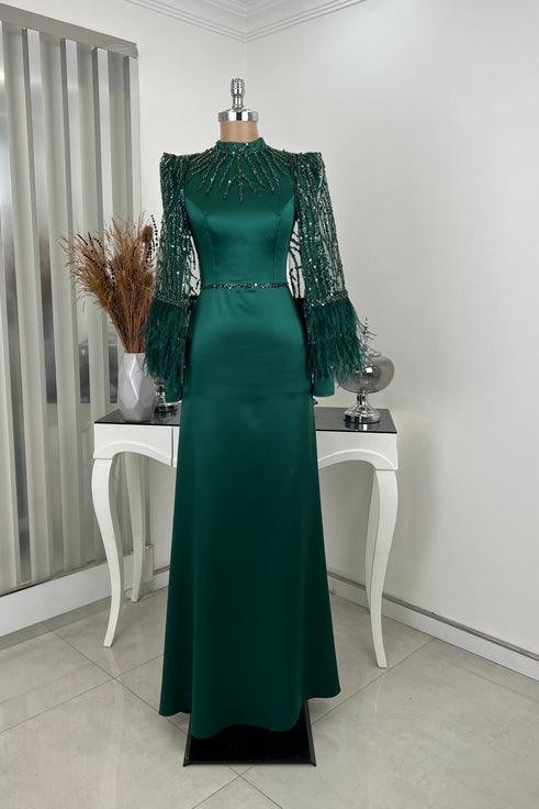 Lily Hijab Evening Dress - Green