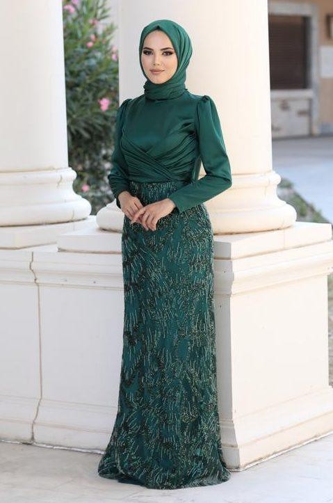 Larin Hijab Evening Dress Emerald