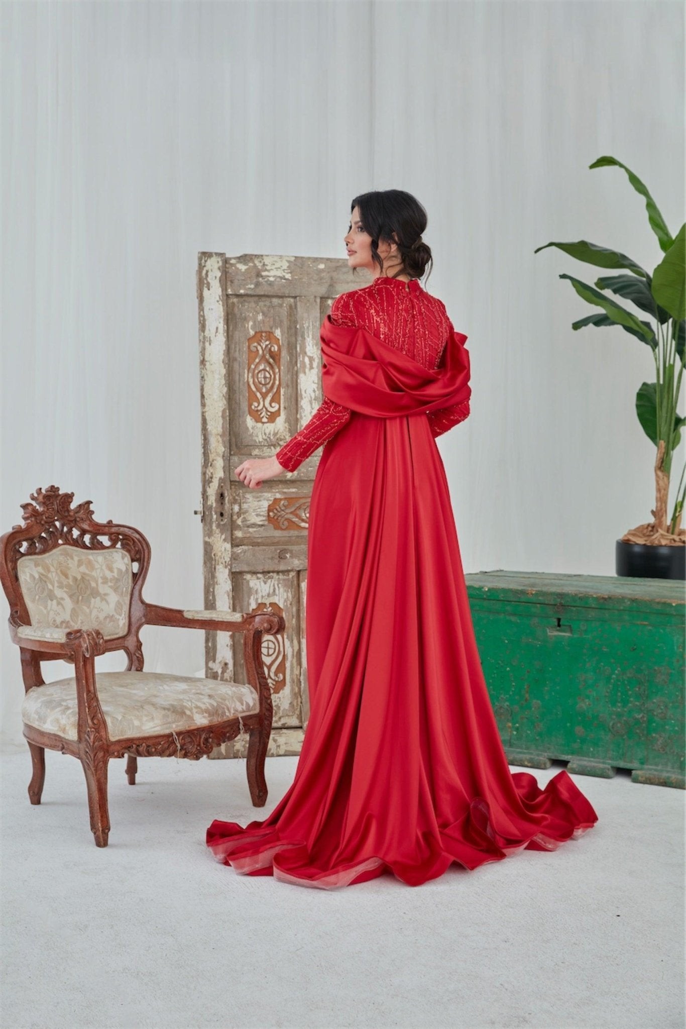 Sahra Hijab Abendkleid Hijab - Rot