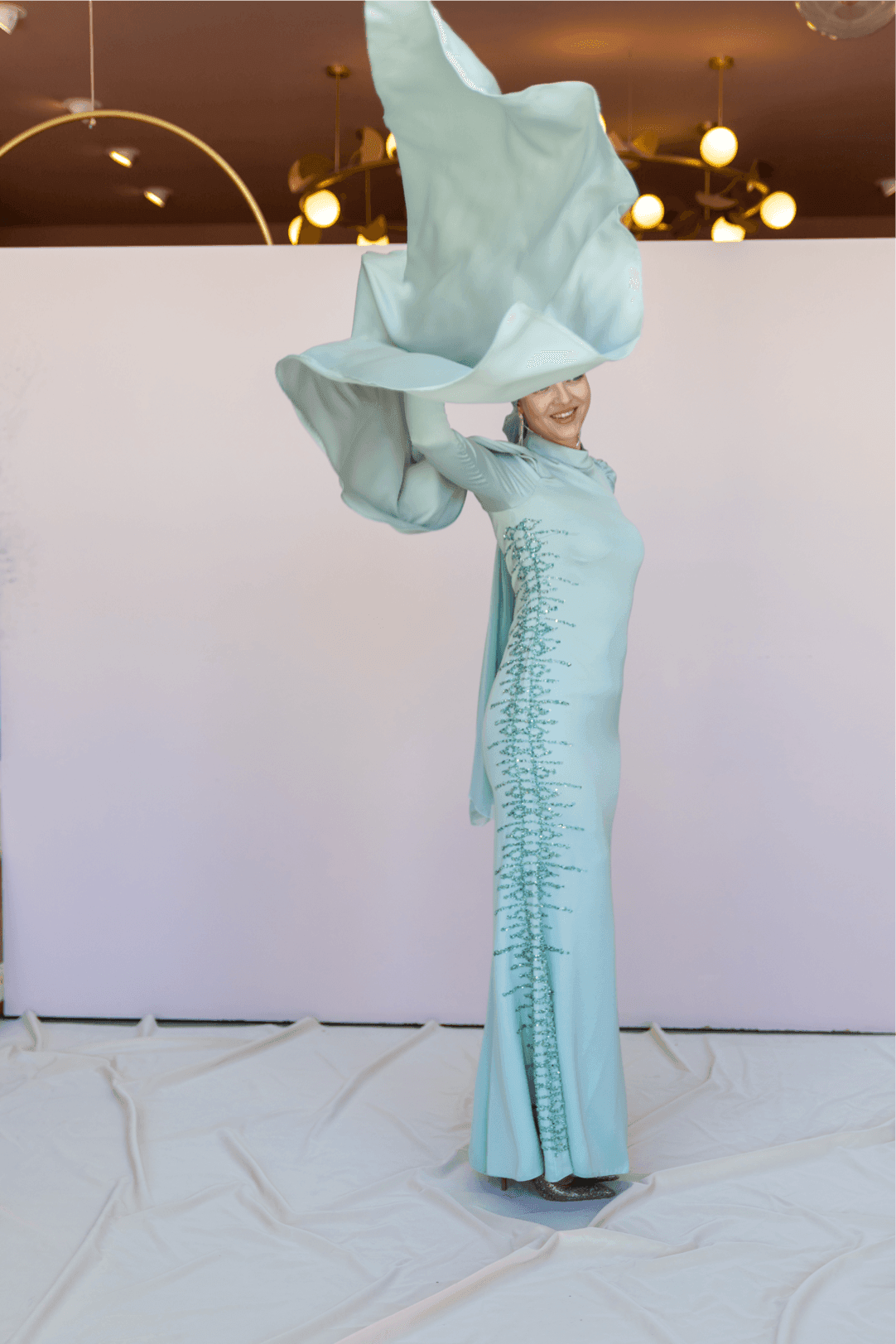 Anetta Hijab Evening Dress - Water Green