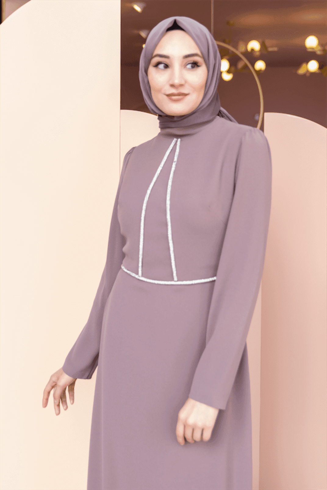 Alya Hijab Evening Dress - Brown