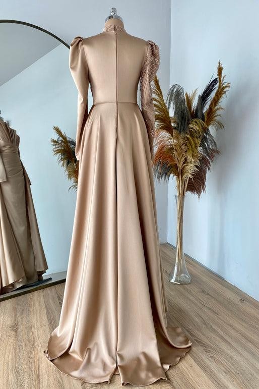 Farah Hijab Evening Dress - Rose Gold