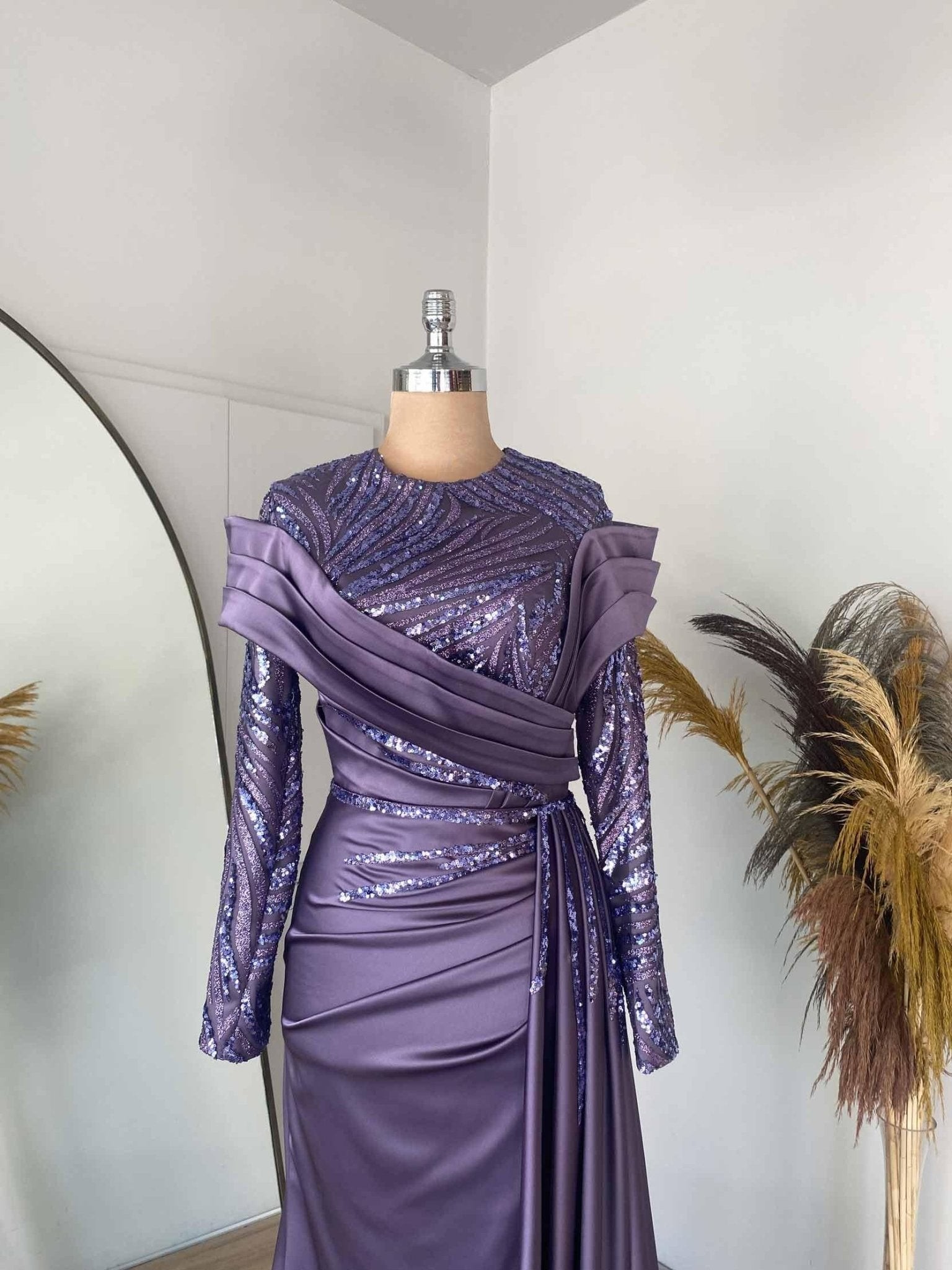 Hera Hijab Evening Dress - Lilac