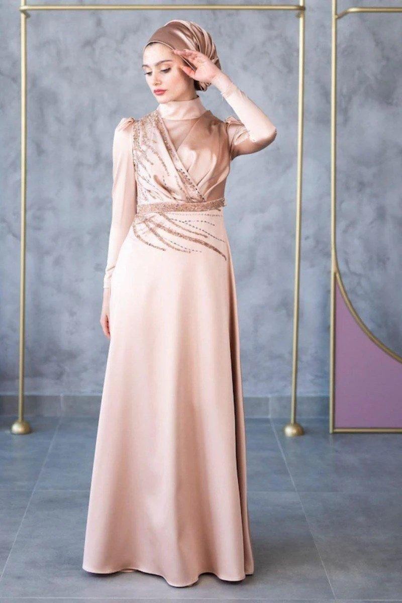 Akasya Hijab Evening Dress - Gold