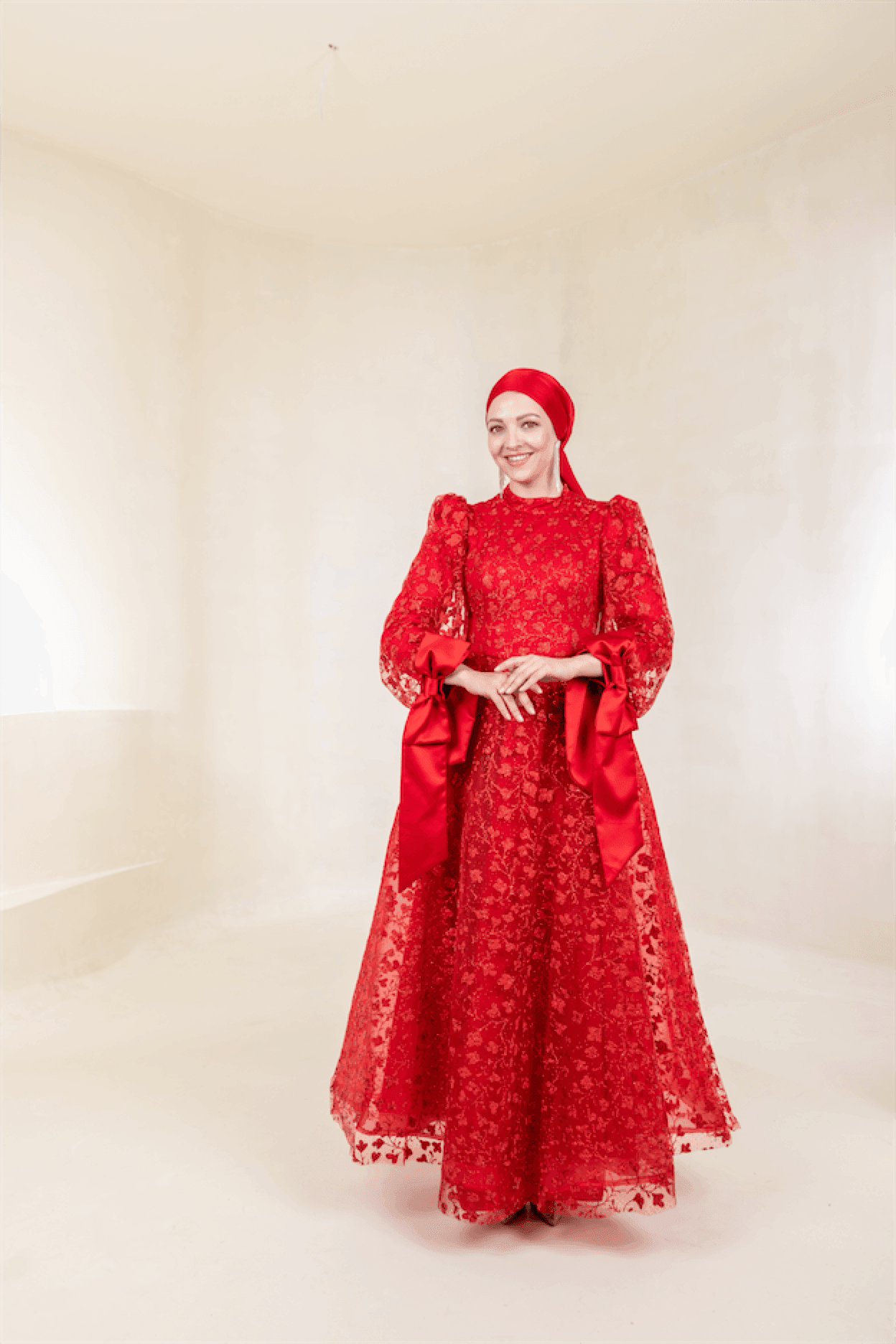 Lucetta Hijab Evening Dress - Red