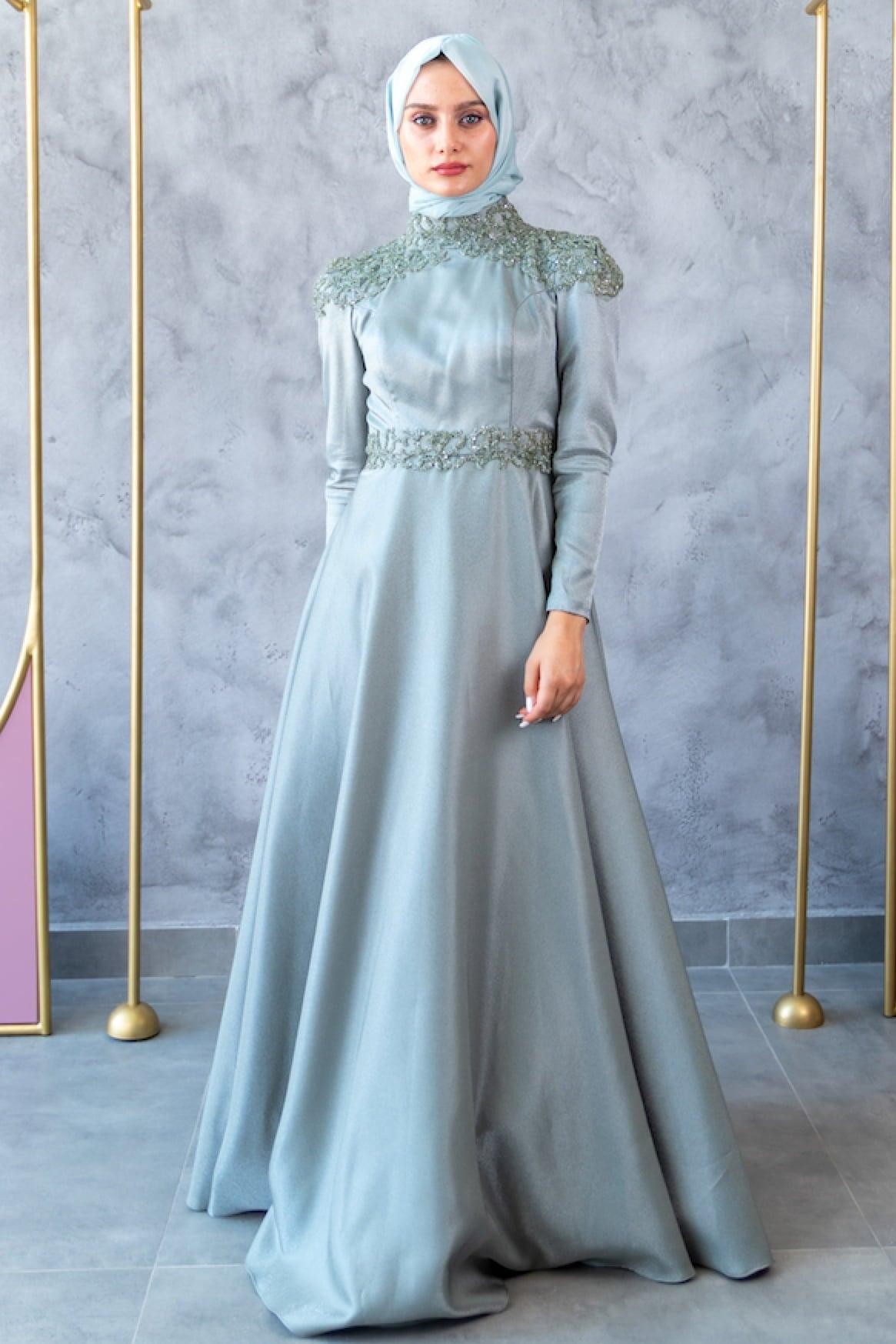 Bade Hijab Evening Dress - Mint