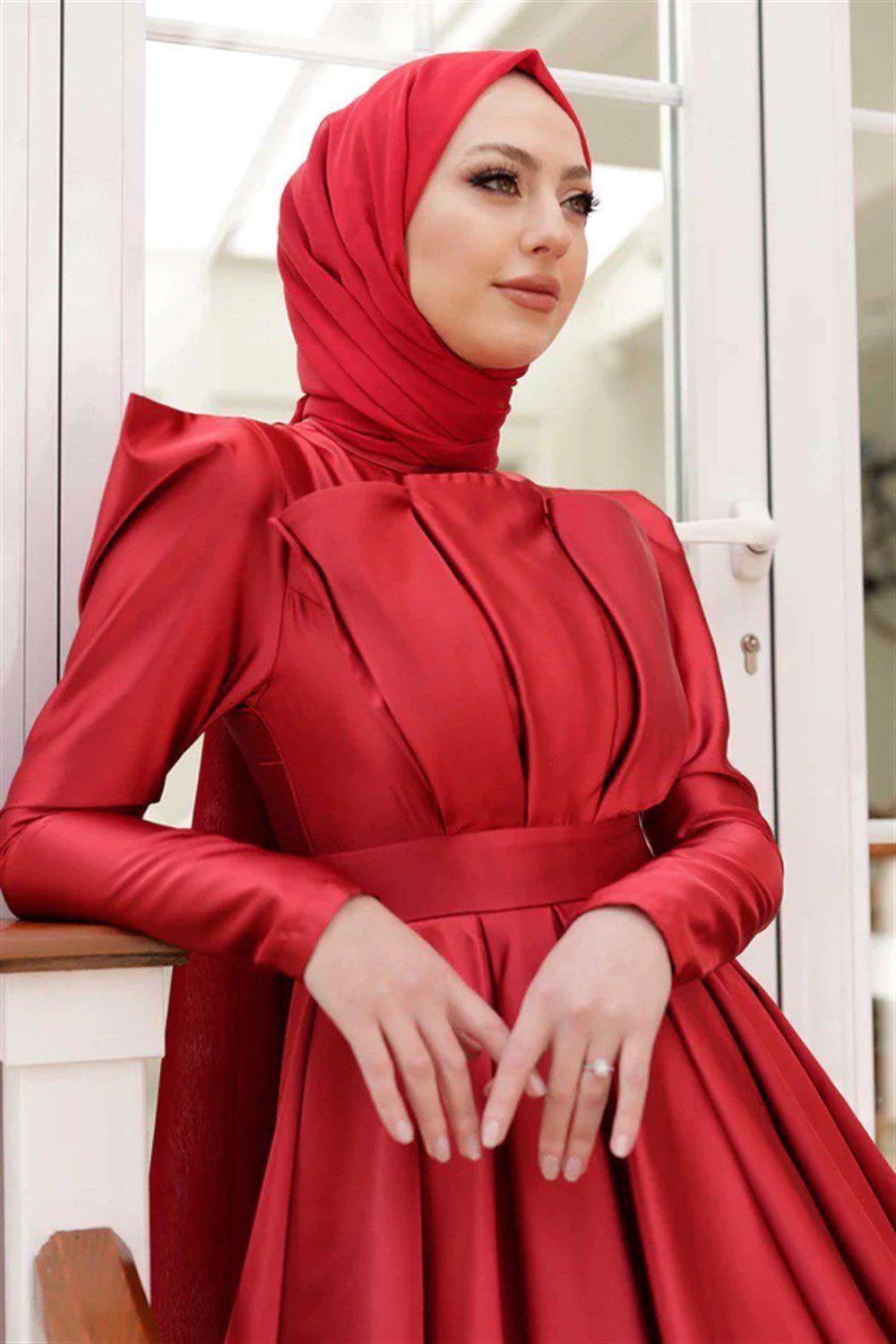 Anka Hijab Evening Dress - Red