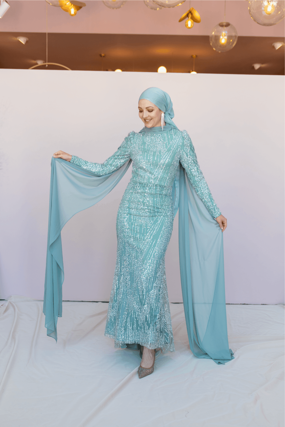 Ambra Hijab Evening Dress - Mint