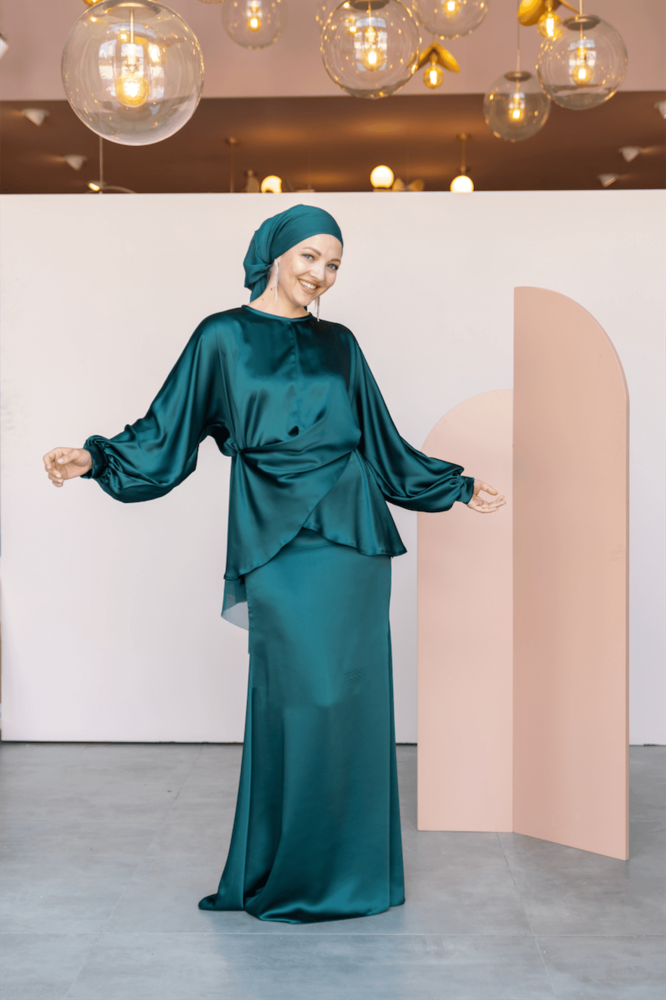 Felicita Hijab Evening Dress - Emerald Green