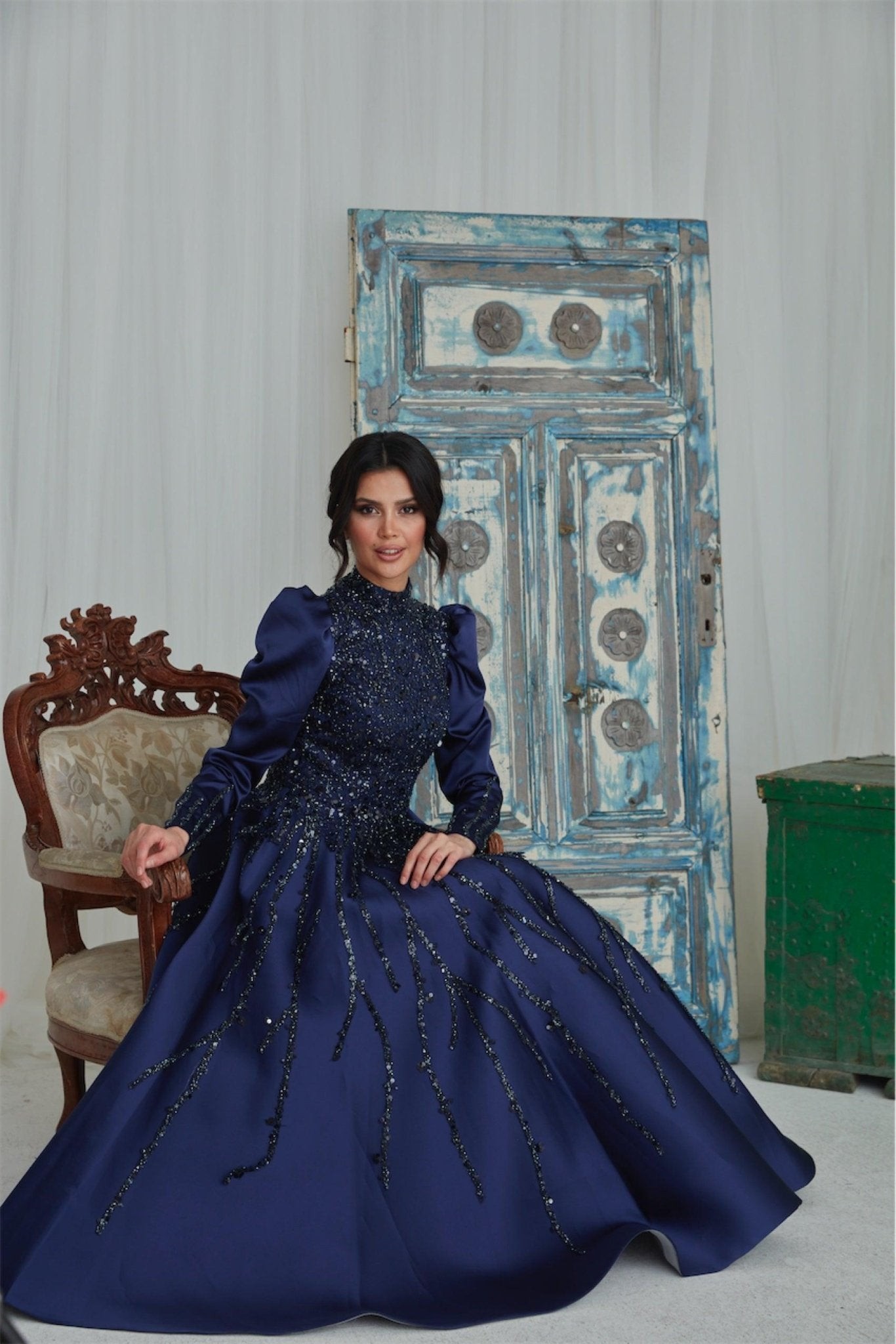 Nadia Tesettür Abiye - Lacivert