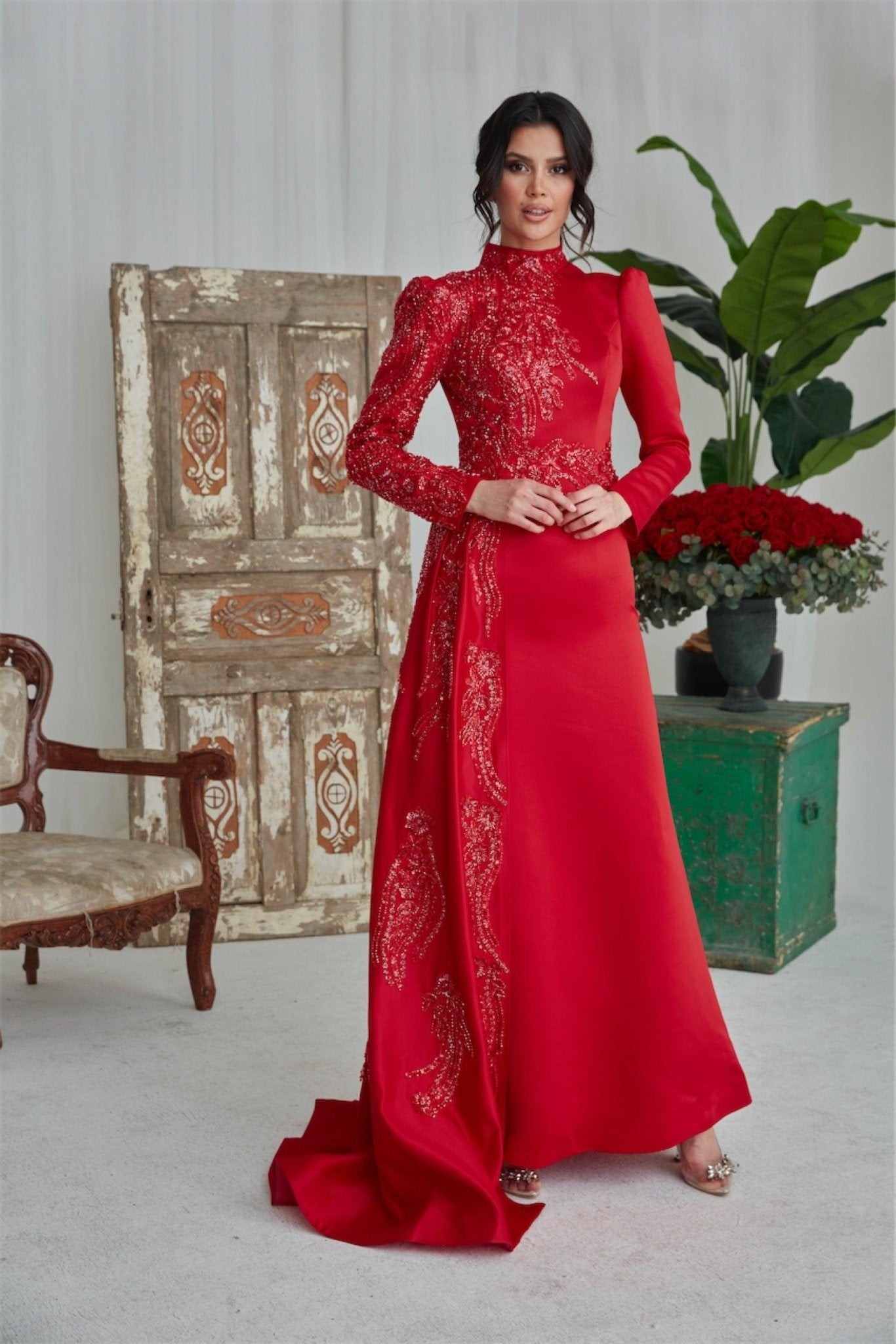 Birşah Hijab Abendkleid – Rot