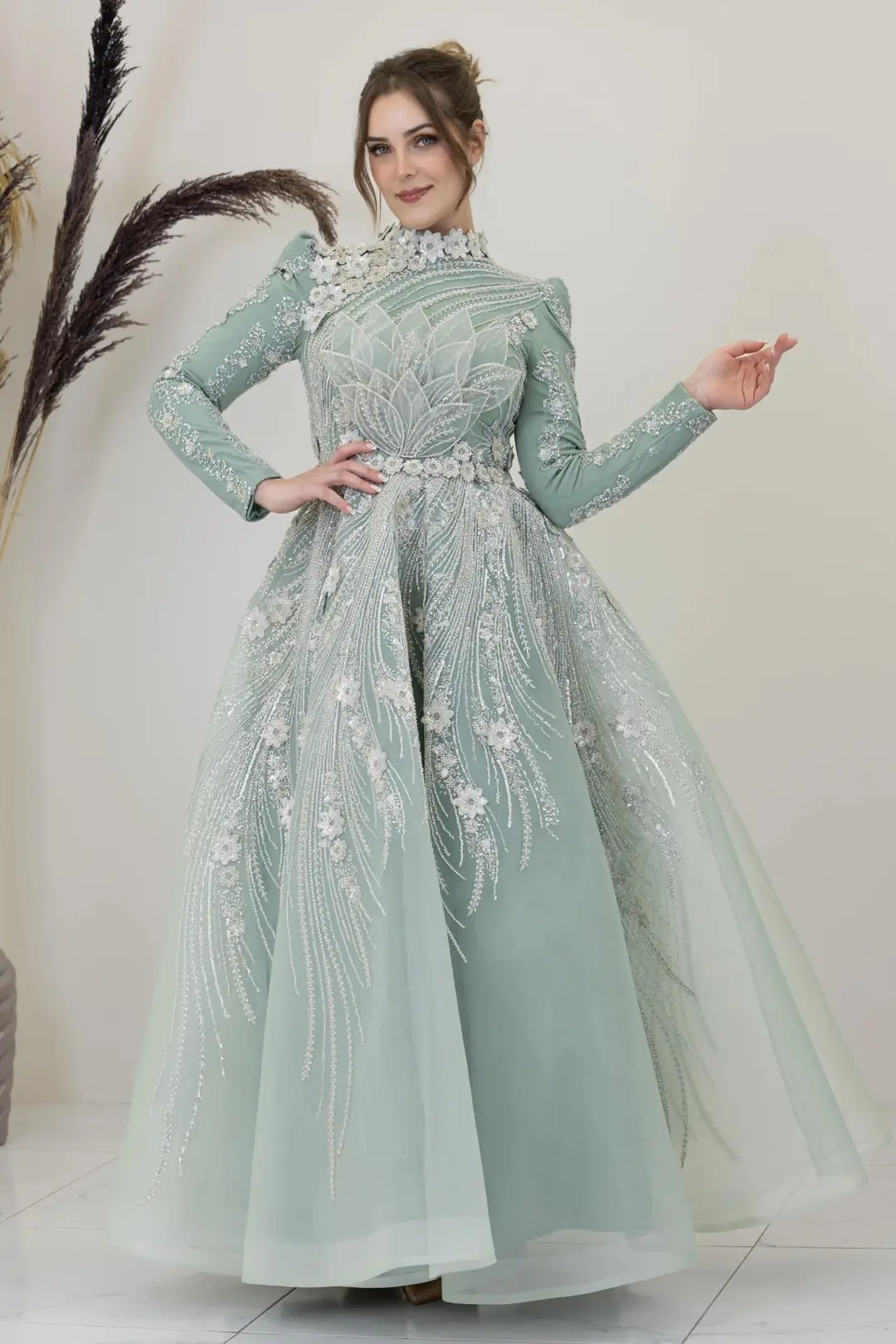 piennar modest evening dress product info and reviews Dream Front Darpe Beaded Embroidered Satin Hijab Evening Dresses Navy Blue