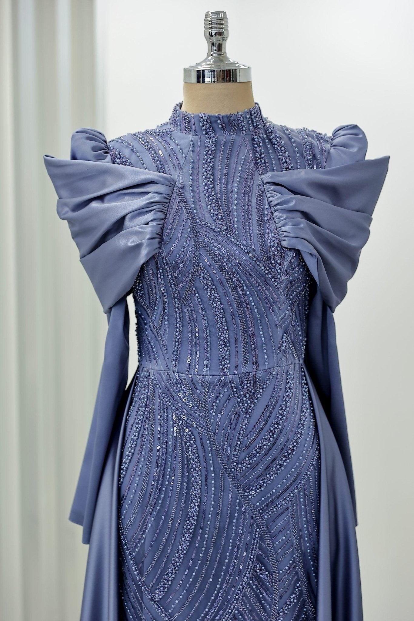 Lidya Hijab Evening Dress - Indigo