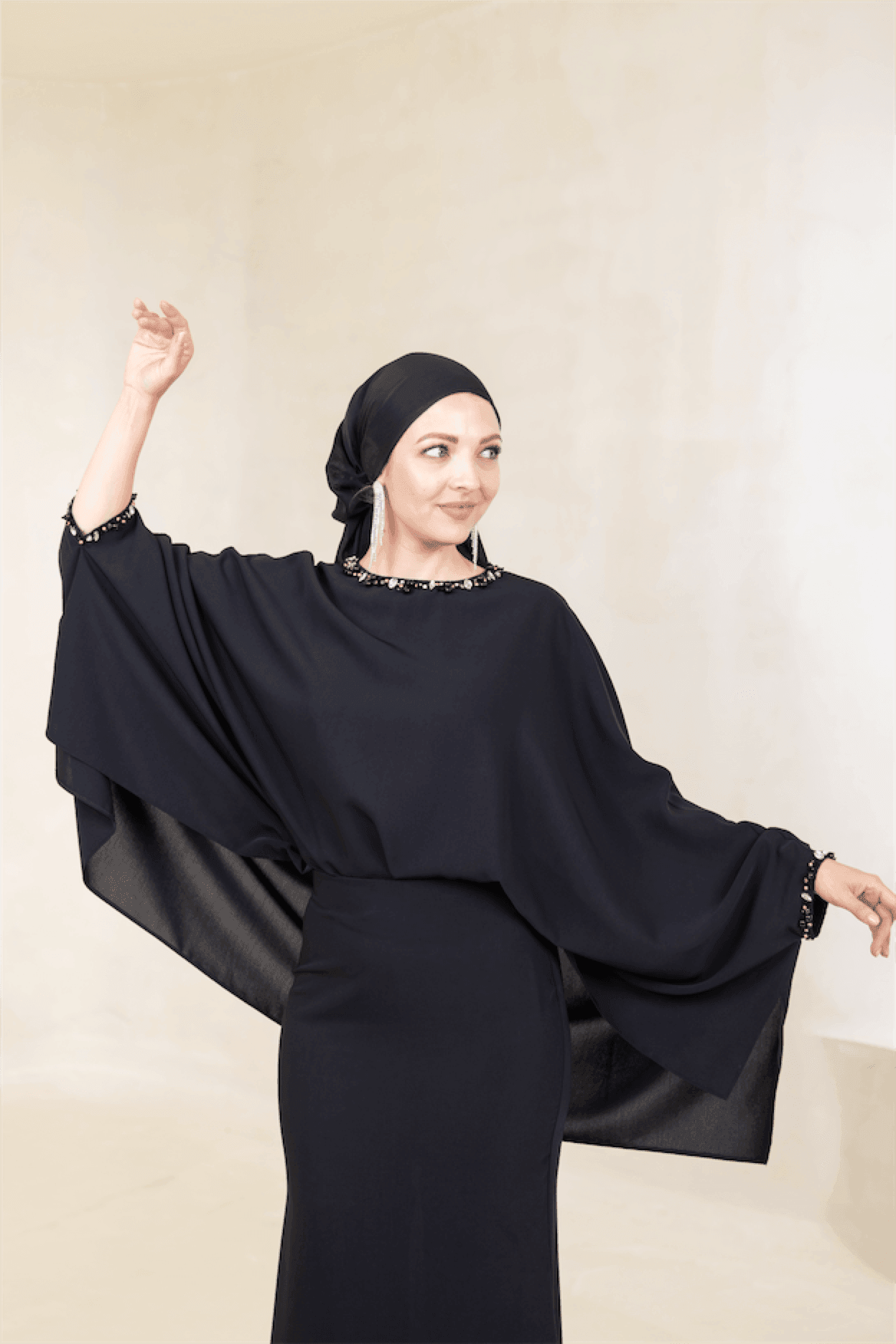 Eveline Hijab Evening Dress - Black