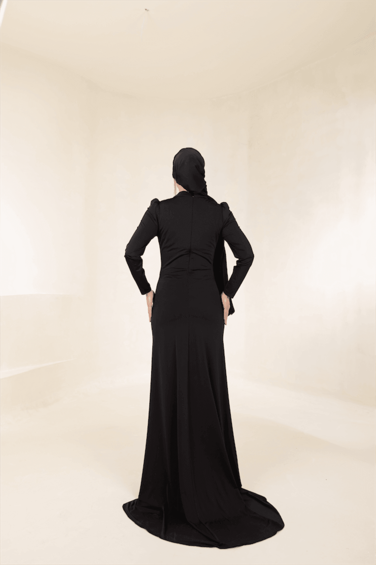 Lydia Hijab Evening Dress - Black