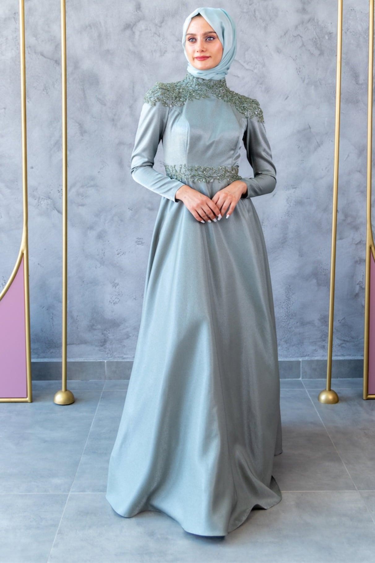 Bade Hijab Evening Dress - Mint