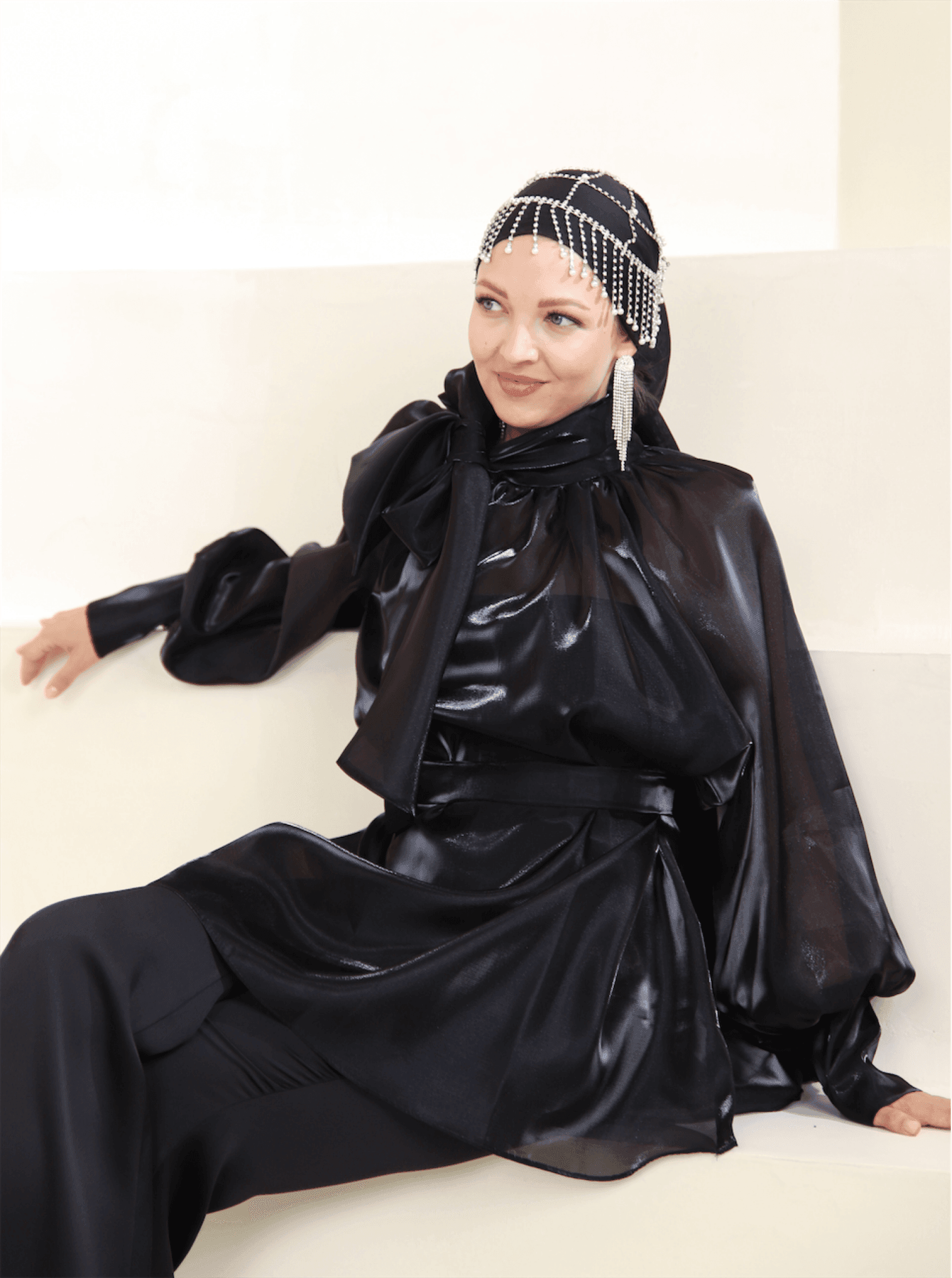 Janjan Hijab Evening Dress Set - Black