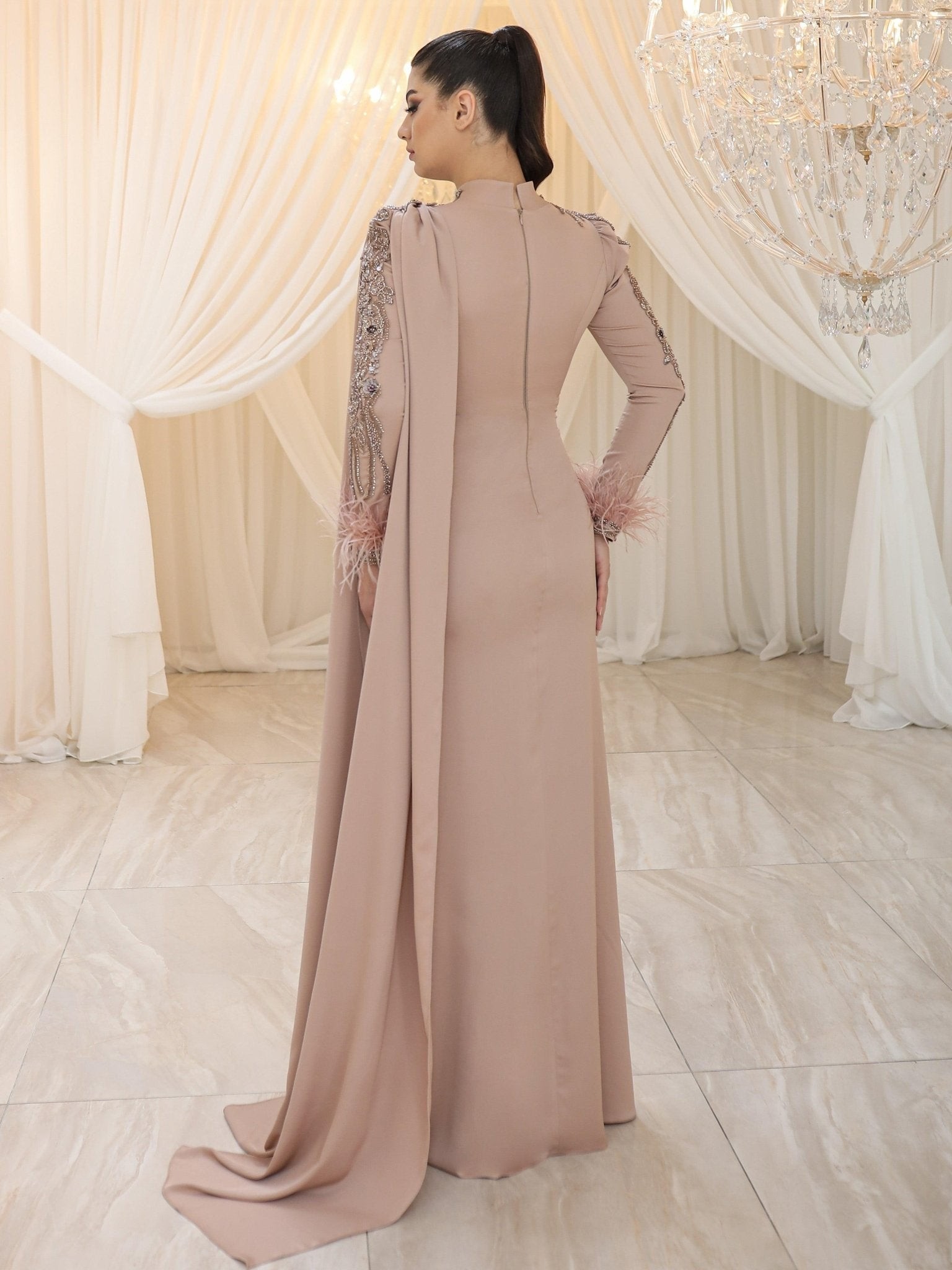 Melina Hijab Evening Dress - Nude