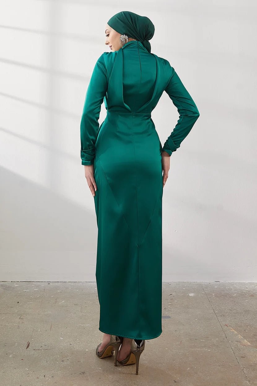 Efnan Hijab Evening Dress - Green