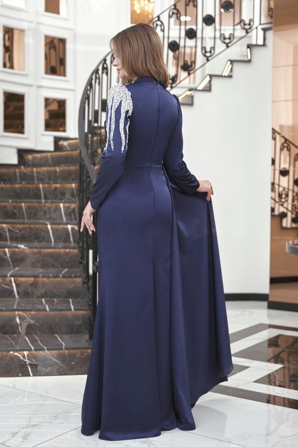 Talu Hijab Abendkleid – Marineblau