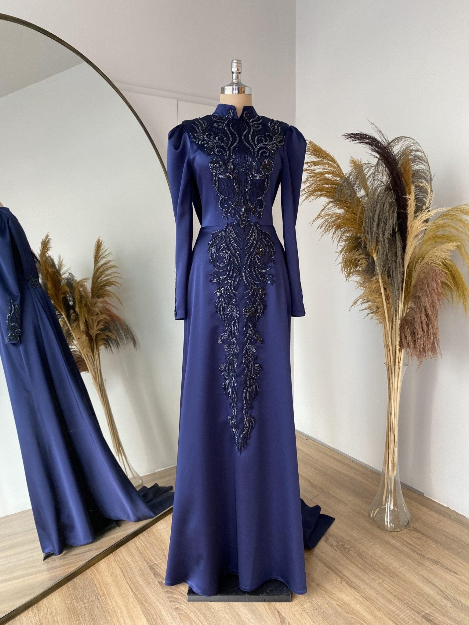 Stella Hijab Abendkleid – Marineblau