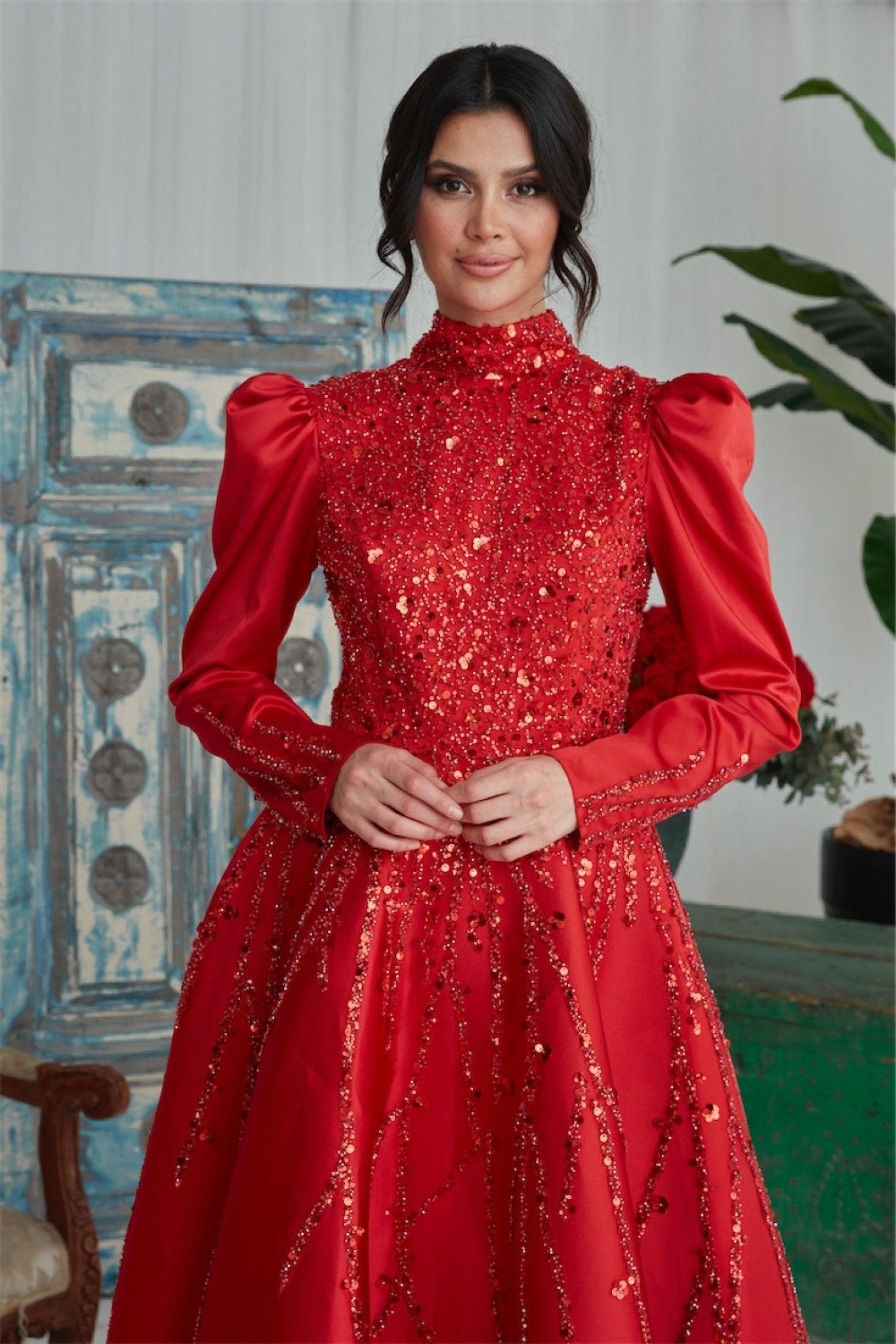 Nadia Hijab Abendkleid – Rot