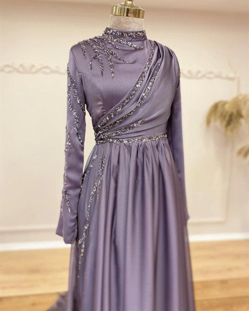 Şura Hijab Evening Dress - Lilac