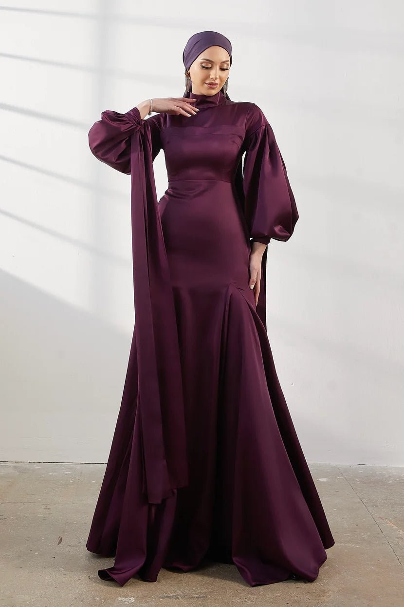 Serenay Hijab Evening Dress - Plum