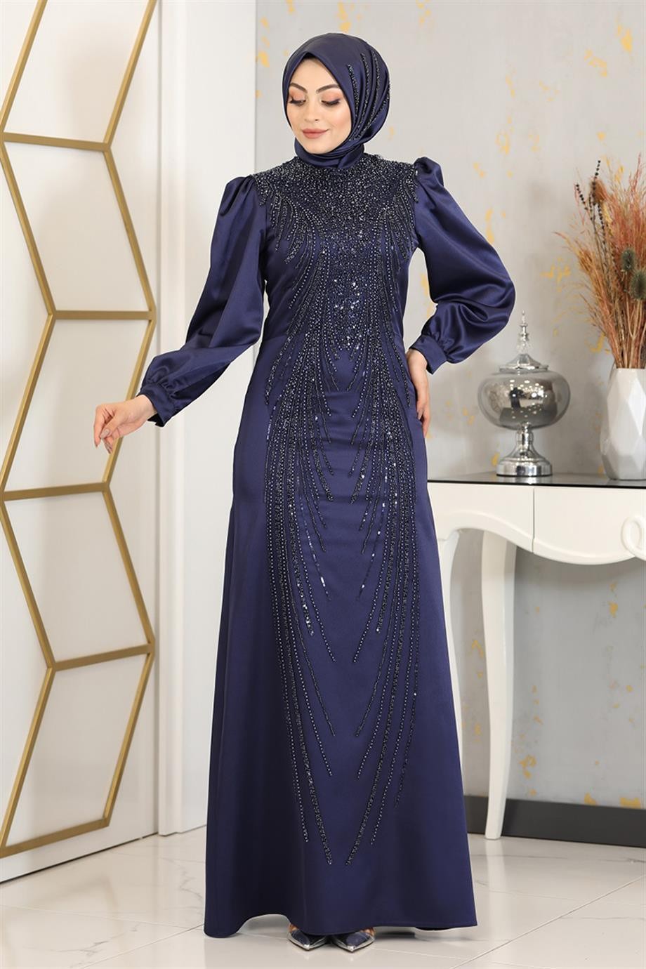Cindy Hijab Abendkleid Marineblau