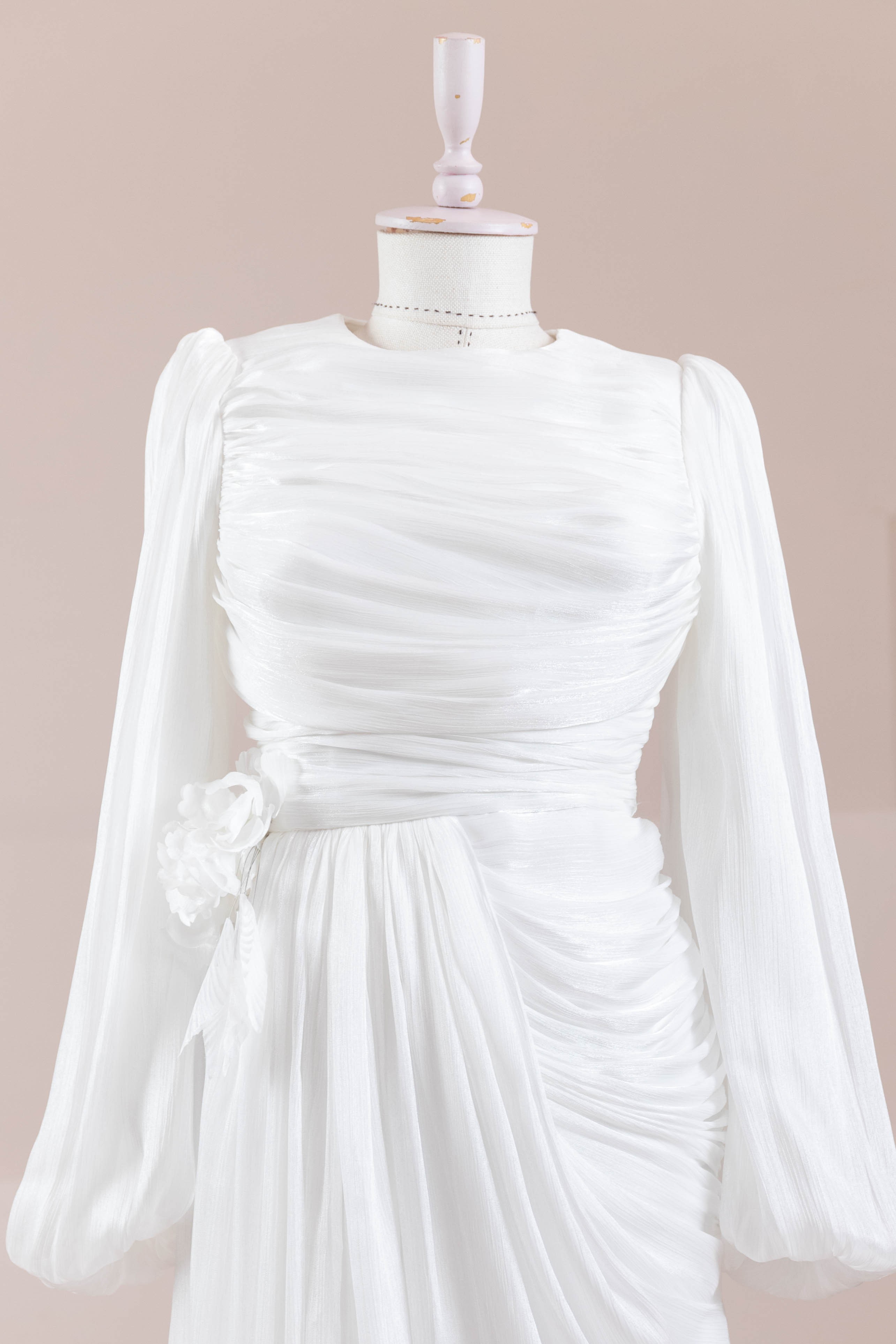 Çiçekli Lotus Tesettür Abiye - White