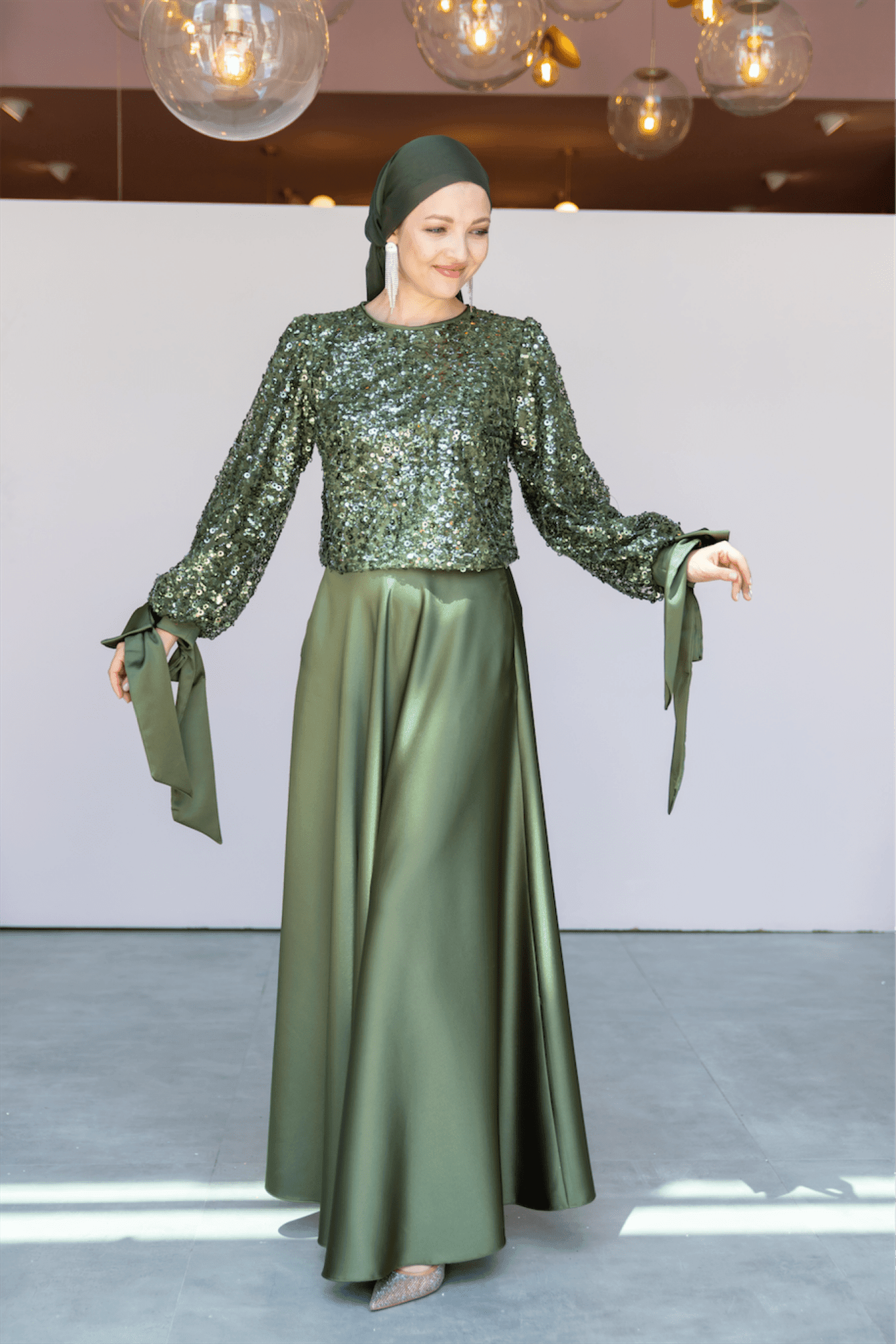 Ferce Hijab Evening Dress - Khaki